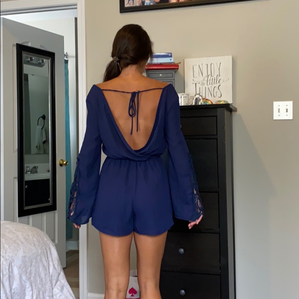Navy long sleeve romper